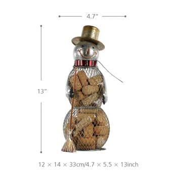 

New Christmas Snowman Crafts Cork Container Metal Handcrafts Home Decor Figurines Christmas Gift Home Decoration Accessories