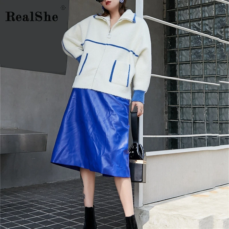 RealShe, Женская куртка, с отворотом, длинный рукав, карманы, элегантные, одноцветные, пальто и куртки, для женщин, на каждый день, весна, осень, свободное, шерстяное пальто для женщин