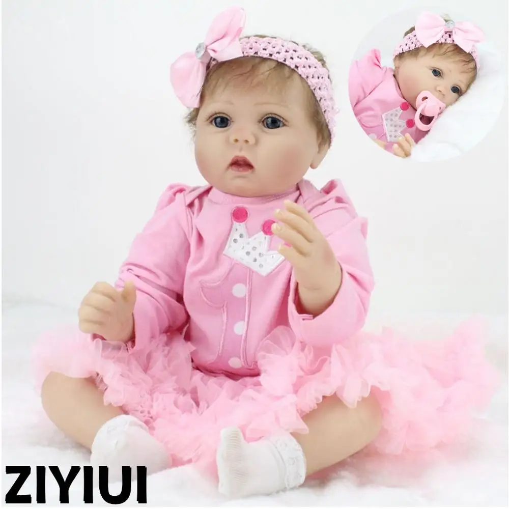 

55 cm 22 inches Reborn Doll Girl Realistic Eyes Open Newborn Doll Handmade Soft Silicone Vinyl Toy Birthday Christmas Gift