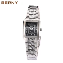 

BERNY Couple Watch Rectangle Quartz Stainless Steel Band Waterpoof Valentine's Day Gift Luxury Business Style Reloj De Pareja