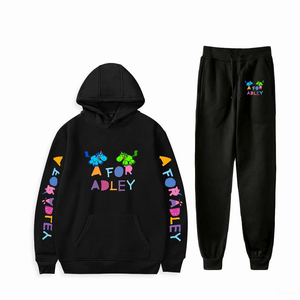 

Толстовка A for adley, комплект из двух предметов, толстовка с длинным рукавом для женщин и мужчин, длинные брюки, модная кавайная толстовка, японская одежда