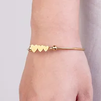 3 Love Hearts Bangles Golden Stainless Steel Jewelry for Women Bracelet Family Accessory Mother's Day Christmas Wift Couple Gift 1