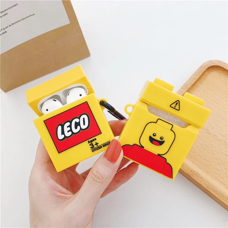

Luxury intelligence building Lego blocks Bluetooth wireless headset set soft cover For Airpods Earphone Protective drop case