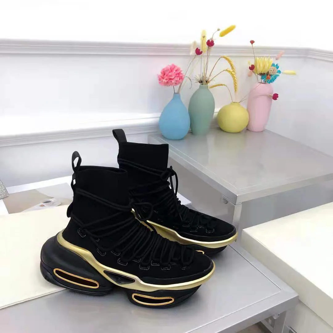 Женские кроссовки со шнуровкой черные высокие на платформе во Франции Парижа |