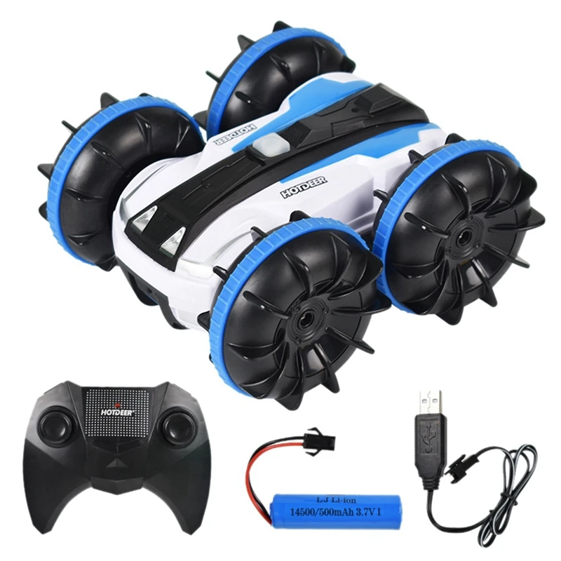 2Pcs 1/20 2.4G 4Wd Amphibious Stunt Tank Rc Stunt Car Remote Control Car Rc Car for Children'S Gift Toy - Blue & Green 2Pcs 1/20 2.4G 4Wd Amphibious Stunt Tank Rc Stunt Car Remote Control Car Rc Car for Children'S Gift Toy - Blue & Green