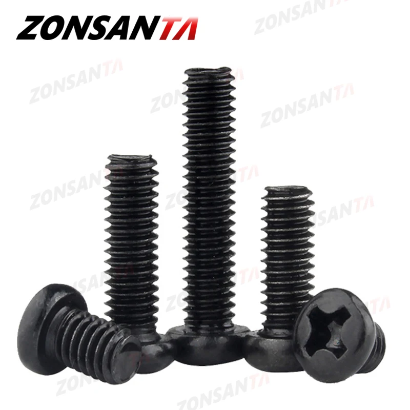 Утопленный винт ZONSANTA M1.2 M1.4 M1.7 M2 M2.5 M3 M4 M5 M6 DIN7985 с крестообразной головкой из черной углеродистой стали