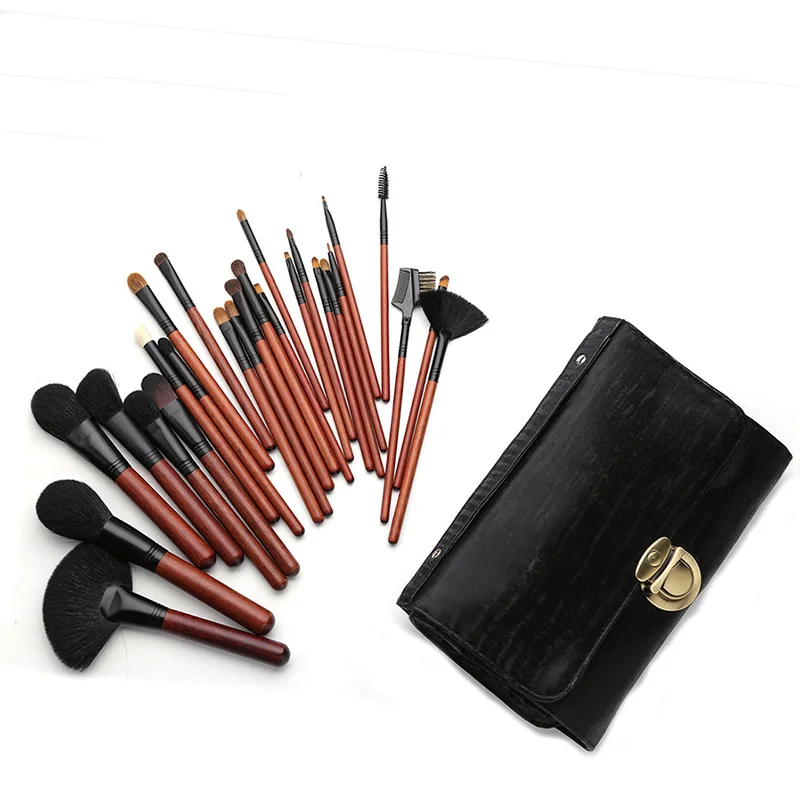 26pcs with bag 2 Натуральные волосы макияж кисти основа пудра Румяна Тени для век Смешивание шейдер Макияж Кисти Инструменты для красоты Набор pincel maquiagem - Handle Color: 26pcs with bag 2