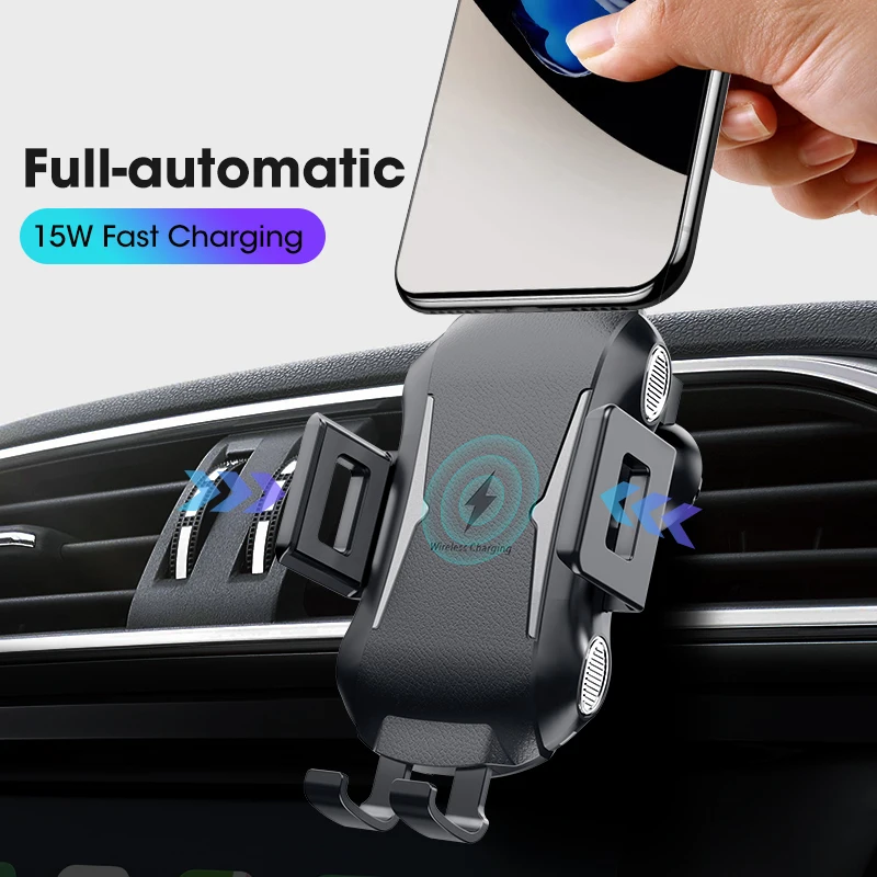 Tanie SIKAI 15W Qi odpowietrznik uchwyt na telefon W pełni automatyczna bezprzewodowa ładowarka samochodowa do Samsung Galaxy S9 S10 ładowarka samochodowa do iphone X