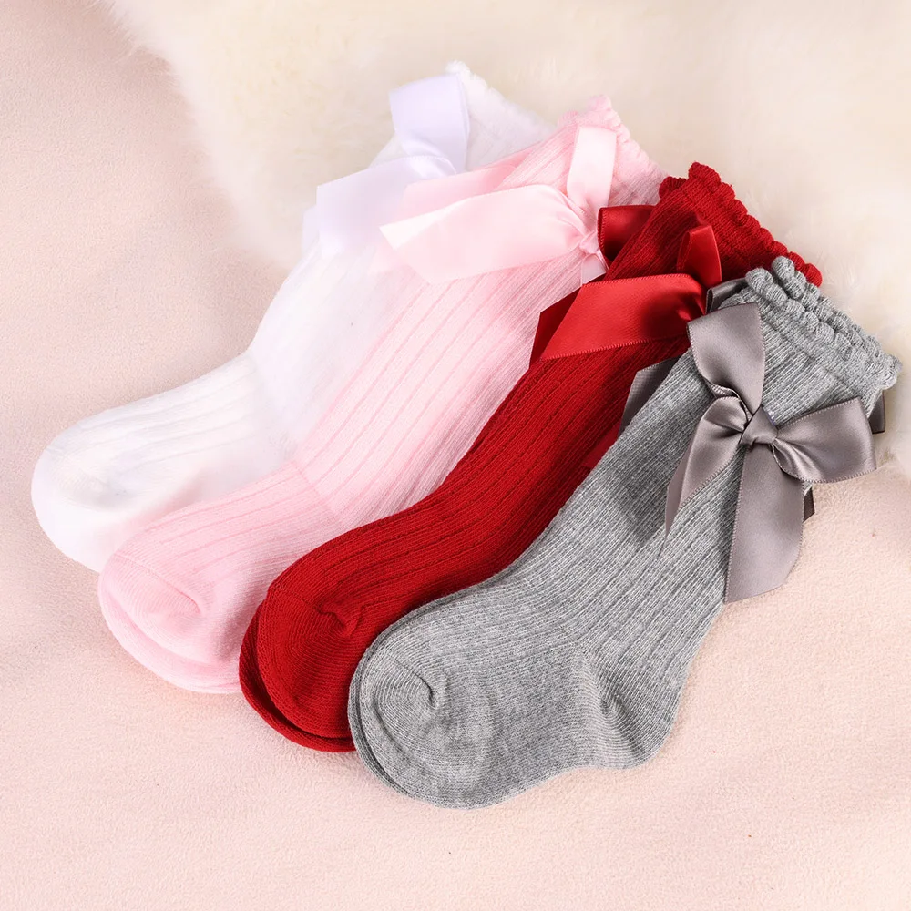 Spring Newborn Baby Girls Socks Mesh Cute Bow Princess Baby Girl Stuff Children's Socks Middle Tube Cotton Soft Infant Socks