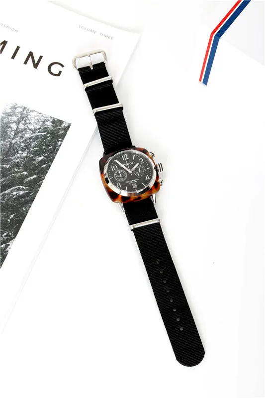 Original BRISTON Couples Wristwatches High Quality Classic Neutral Quartz Watches Sliver Bezel/Black Dial With Black Color Strap