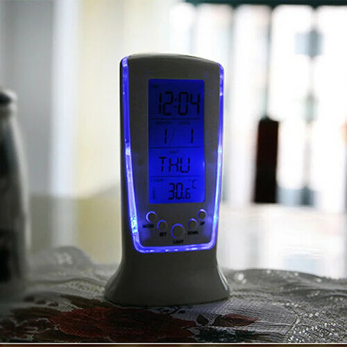 LED Digital Table Alarm Snooze Clock Night Light Thermometer Displayer OUJ99