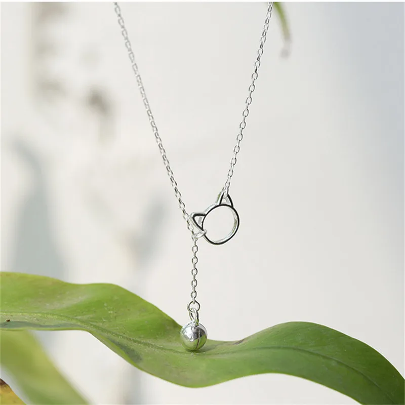Cute Cat Bell Anklets for Girl 925 Silver Bracelet Female Accessories