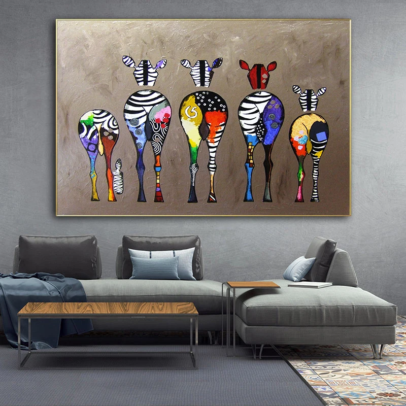 

Abstract Colorful Zebra Canvas Art Paintings on The Wall Posters and Prints Art Picture for Modern Living Room Decor No Frame