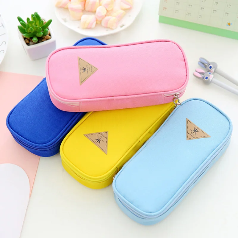 Office Gifts Unisex Pencil Bag Desktop Pens Storage Colorful Simple Cute Oxford Cloth Protection Stationery Box Student Supplies