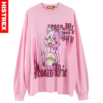 

HISTREX US Size Dark StyleT Shirt Long Sleeve Men Women High Street O Neck Hip Hop Male Slim Fit Streetwear Clothes Fashi 0GD8L#