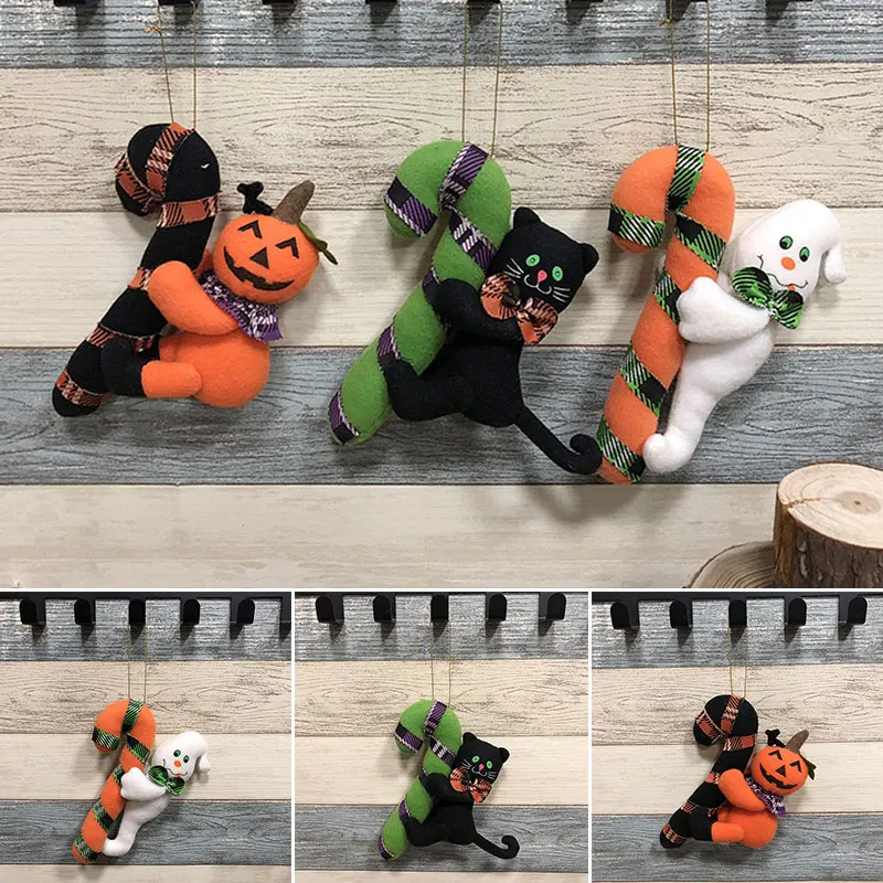 

Cloth Plush Doll Halloween Pumpkin Ghost Beautiful Black Cat Prop Decoration Door Handle Lovely Toys Door Hanging Decor Home