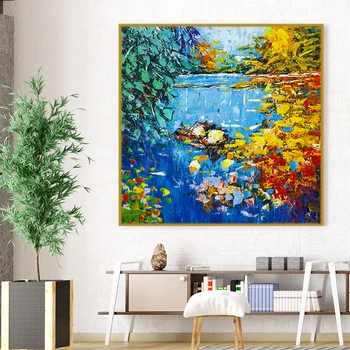 

Abstract Golden blue green HandPainted oil Painting Canvas Painting Wall Art Picture HandDrawn Art Product Poster Home Decor