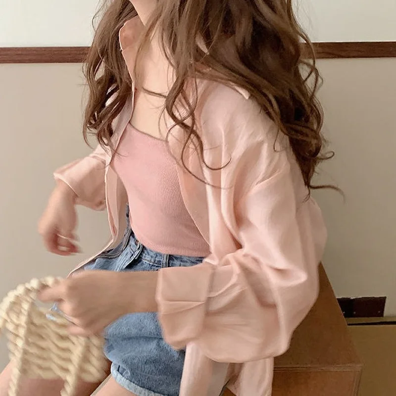 여성용 시크한 스플릿 셔츠, 불규칙한 디자인, 세련된 S-3XL, 긴 소매, 햇빛 차단, 통기성 겉옷, 단색, 부드러운 모던