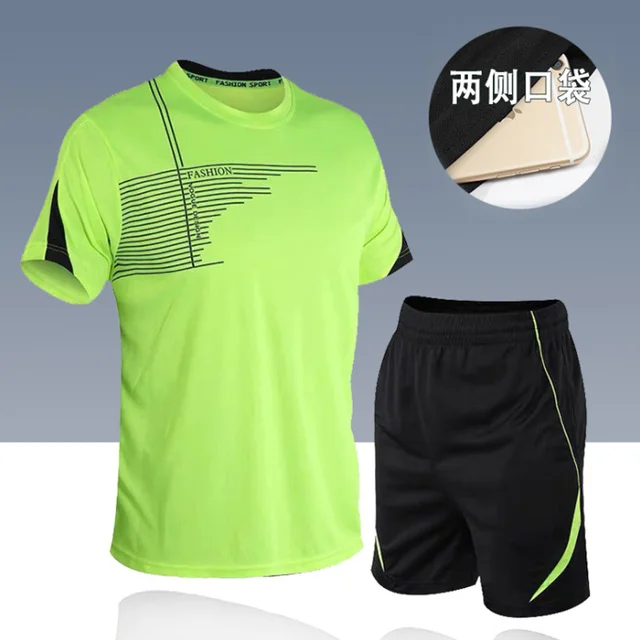 men's set  sportswear kit short sleeve sports sport shirt men running 2pcs suit for soccer gym fitness men t-shirts+shorts sets LJL-11