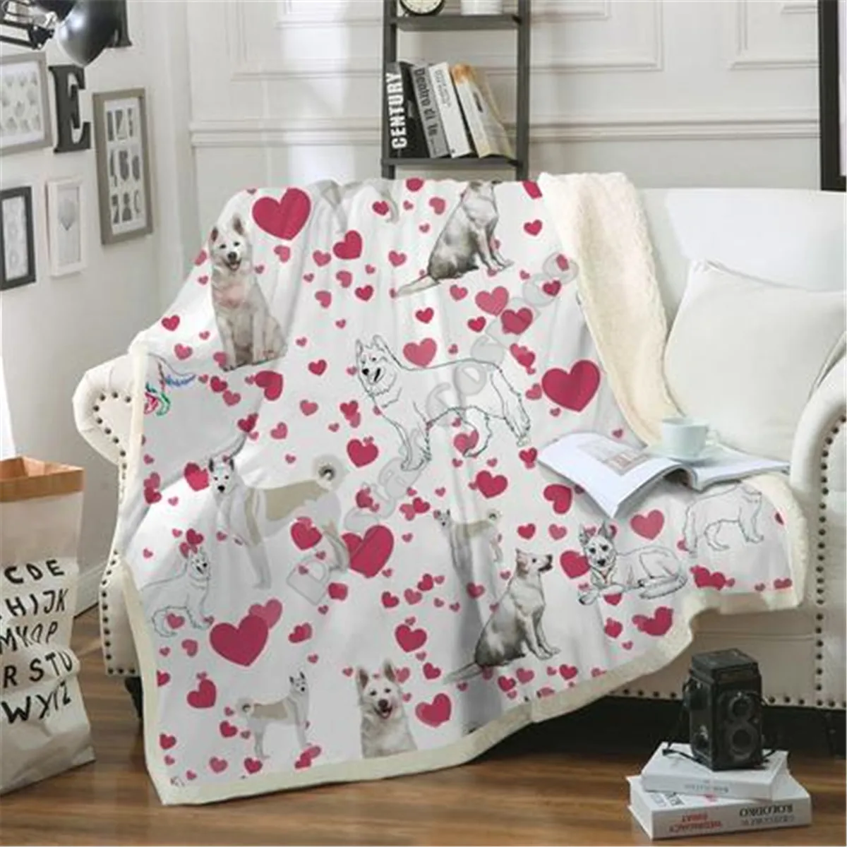 

Love Cute Berger Cozy Premium Fleece Blanket 3D printed Sherpa Blanket on Bed Home Textiles