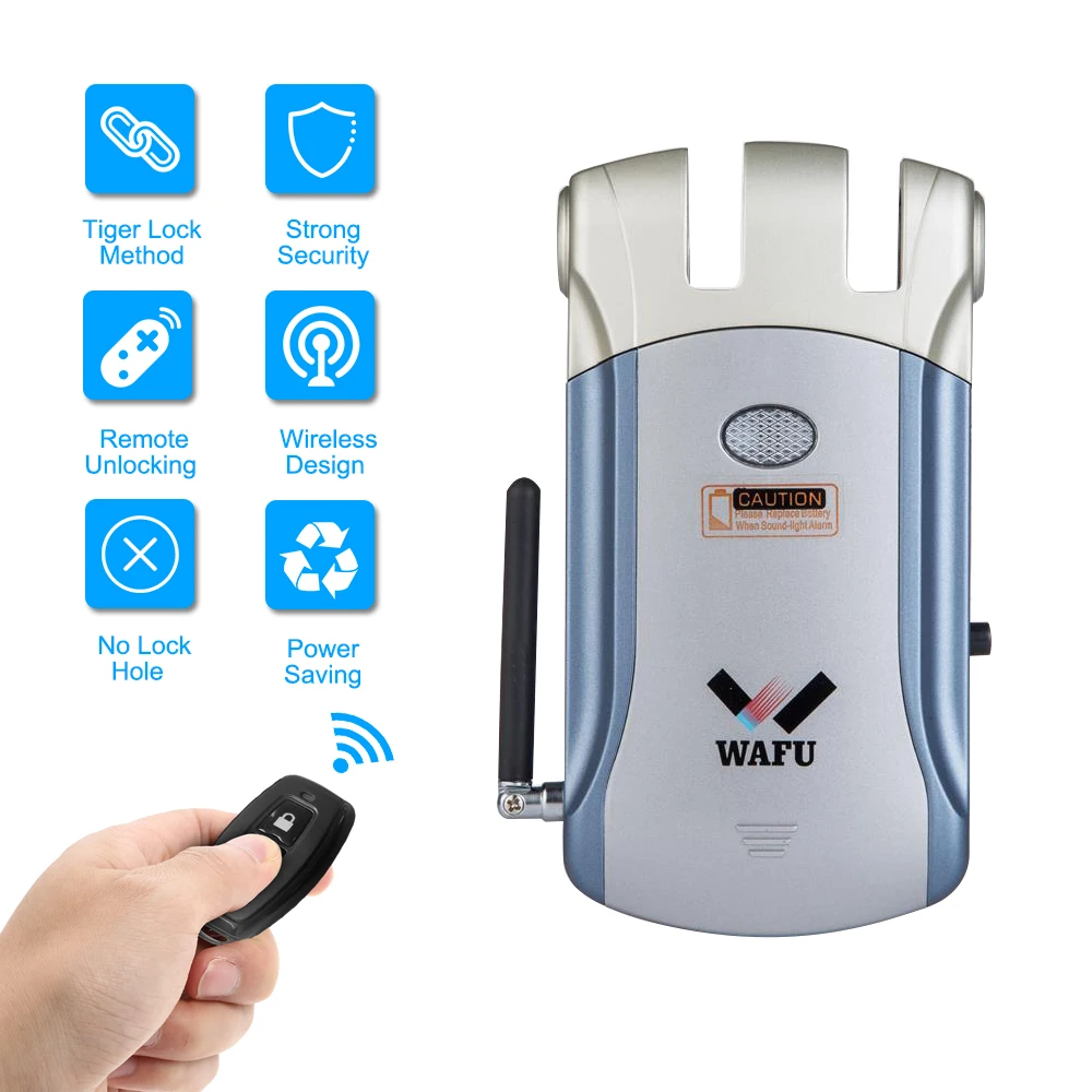 WAFU HF-008 Wireless Intelligent Remote Control Electronic Lock Stealth Security Door Lock With Remote Controllers