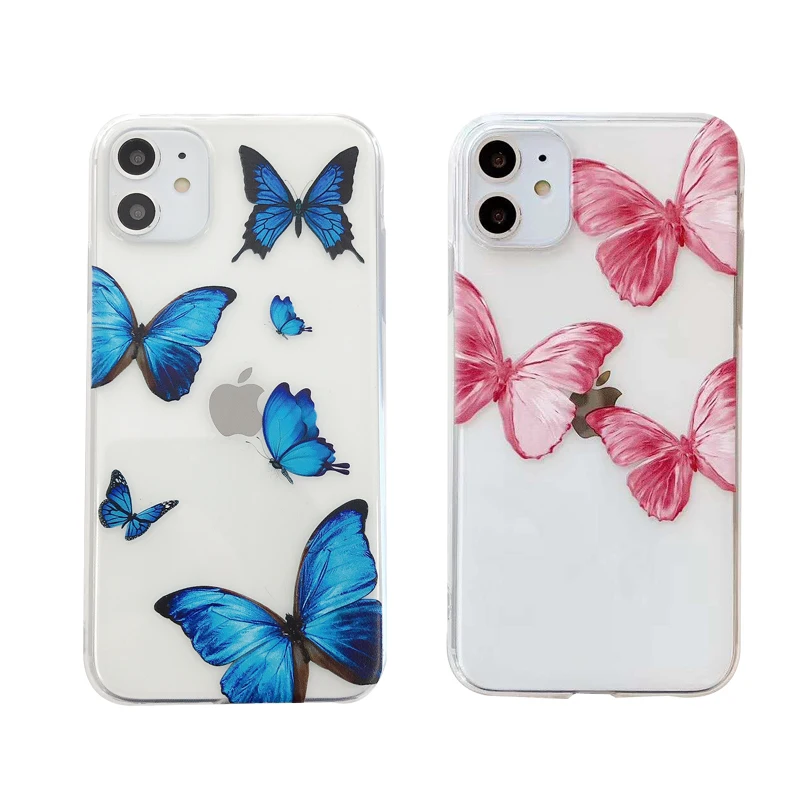 Корейский чехол для телефона INS с изображением бабочки розового цвета iphone 11 Pro Max 7