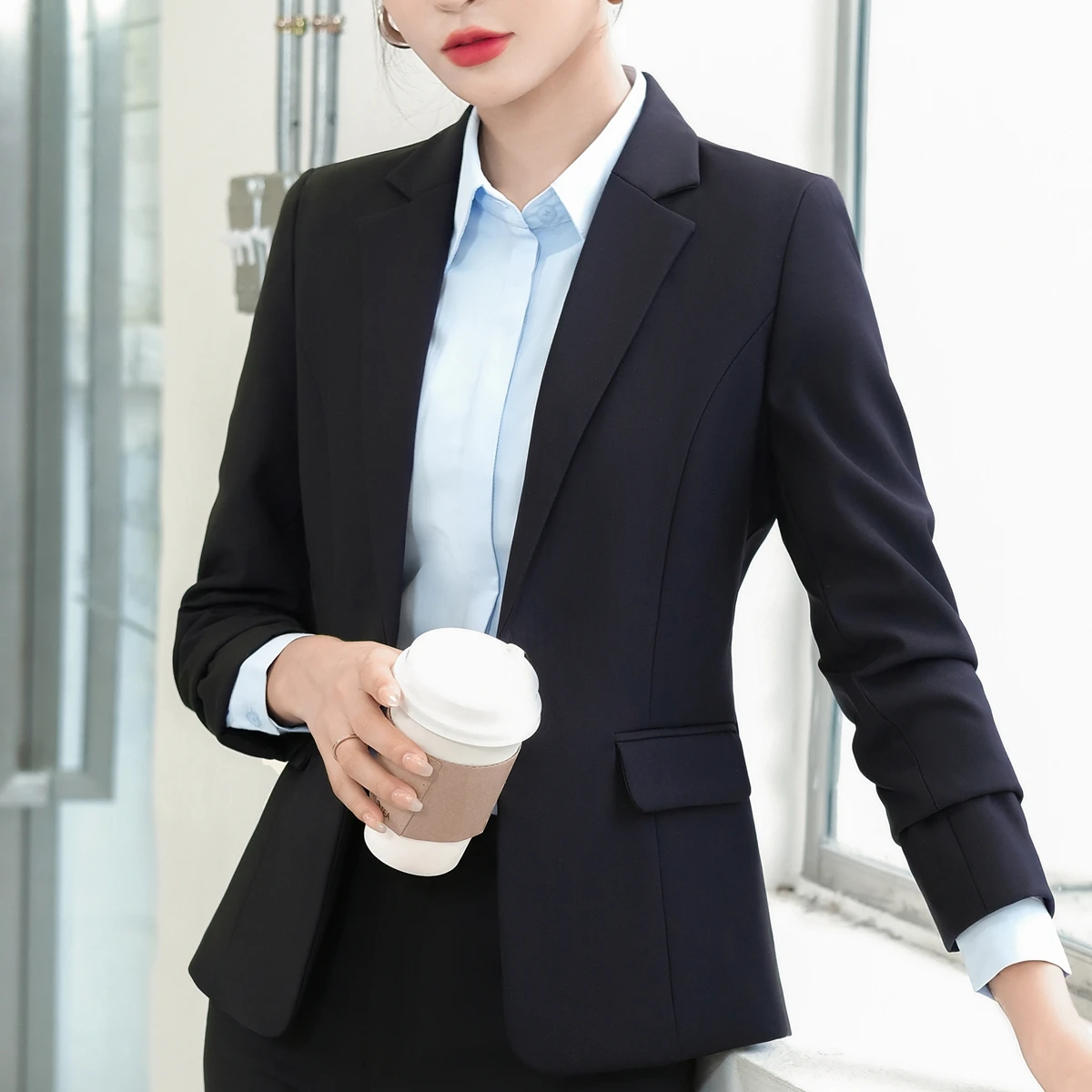 2023 Autumn Winter Formal Ladies Grey Blazer Women Business Suits with Sets  Work Wear Office Uniform 5XL Size Pants Jacket