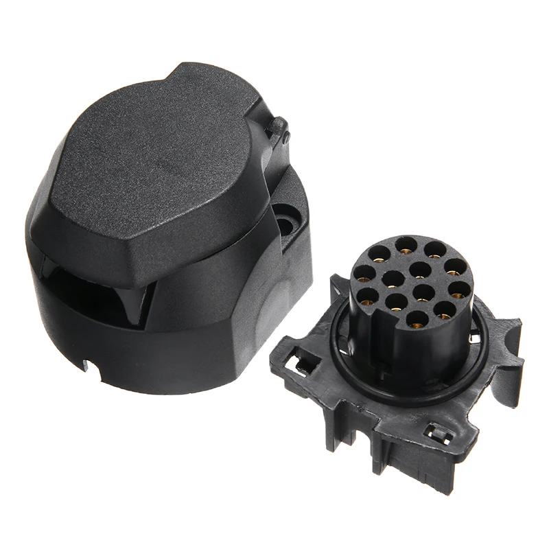 For Cars Vans Caravans 1PC Car 13 Pin Socket Female Trailer Towbar Connector Connect Plastic With Waterproof Cover Treyeus