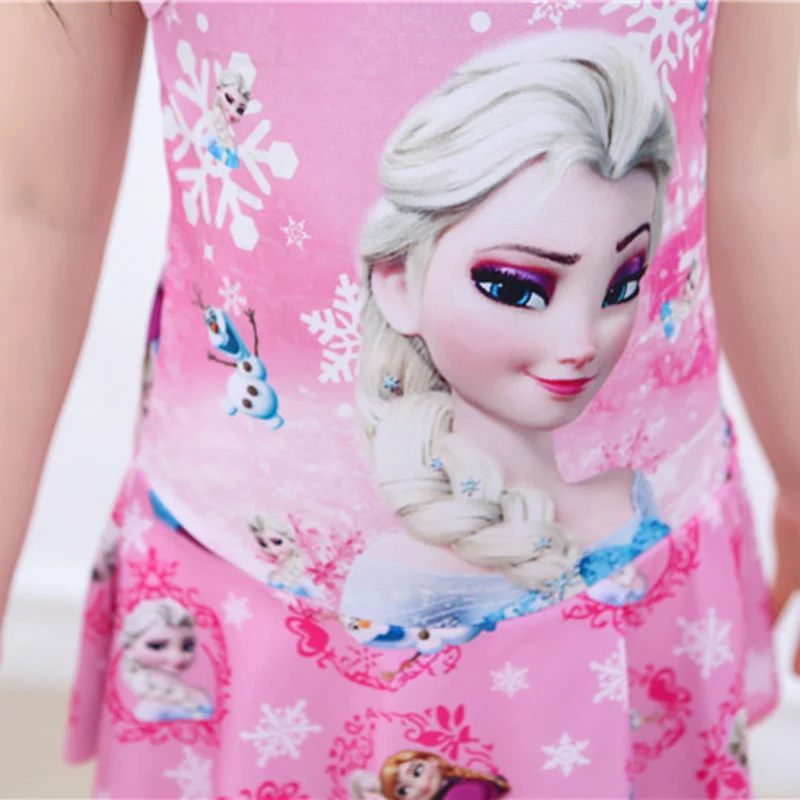 Baby Girls Swimsuit One Piece Elsa Princess Dress Stretch Cartoon Pattern Bathing Suits Swimwear Bikini Beach Wear