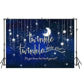 

Twinkle Twinkle Little Star Photography Backdrop Moon Night Sky Birthday Party Baby Shower Background Decor Photo Studio W-3926
