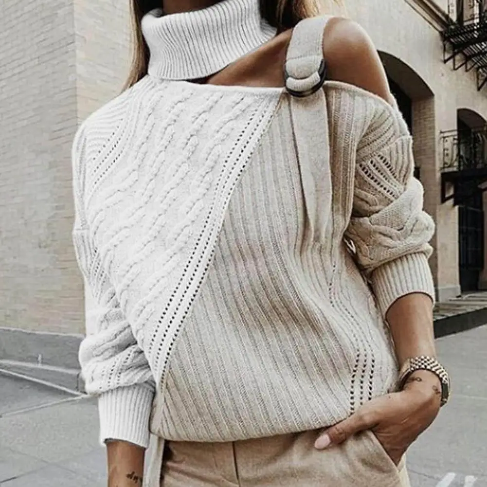 Women Sweater Pullover Long Sleeve Casual Tops For Winter Fashion Design Sexy High Turtleneck Pullover Swerater 2