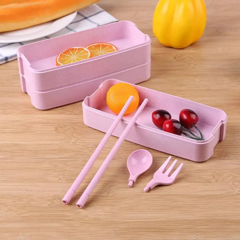 3 Слои Bento еды микроволны хранения пшеничной соломы отгрузка &quotЛанч бокс&quot Ланч
