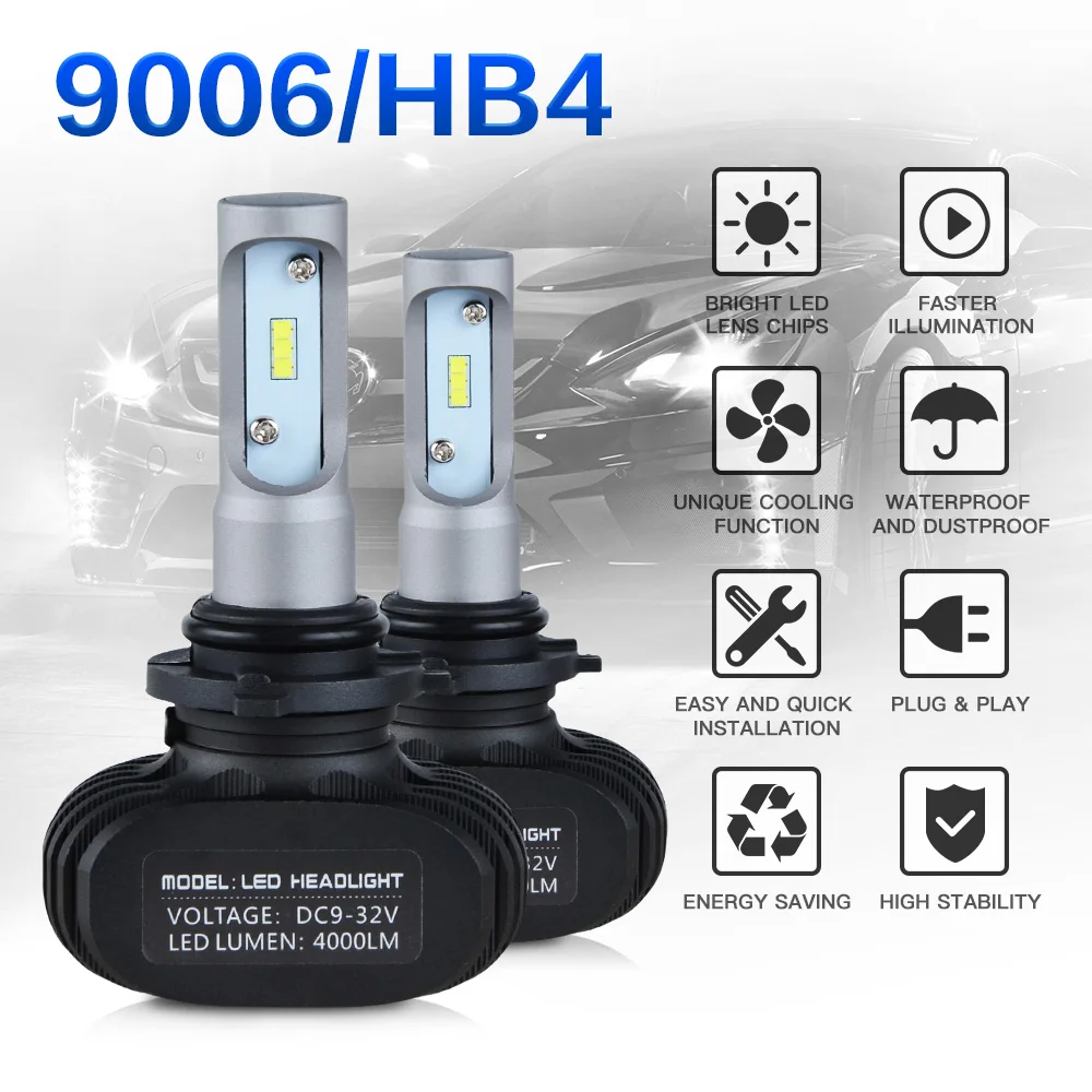 NICECNC 9005 9006 HB3 HB4 CSP светодиодный автомобилей головной светильник лампочка(подол короче спереди и длиннее сзади) луч 50 Вт 8000LM 6500 к авто светильник 12v 24v