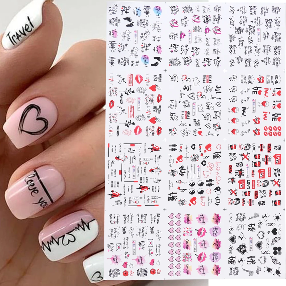 12 шт. декоративные наклейки для ногтей с надписью Love | Красота и здоровье