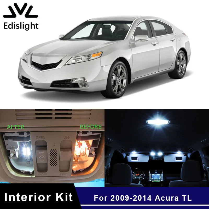 10 шт. в наборе, Автомобильный светодиодный светильник для Acura TL 2009 2010 2011 2012 2013, купол для багажника, бардачок, светильник для номерного знака, лампа
