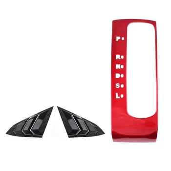 

Shift Gear Panel Trim for 10Th Gen Honda Civic 2020 - 2016 - Red & Rear Side Window Louvers Air Vent Cover