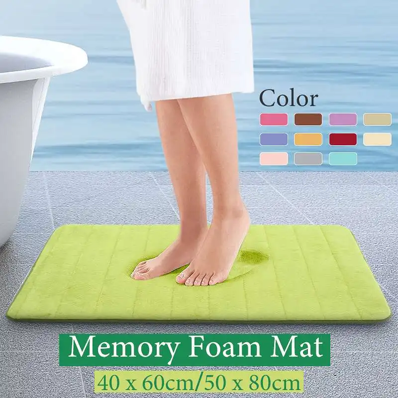 Non-Slip Memory Foam Bath Mat Shower Carpet Pad Bathroom Absorbent Rug 60cm 
