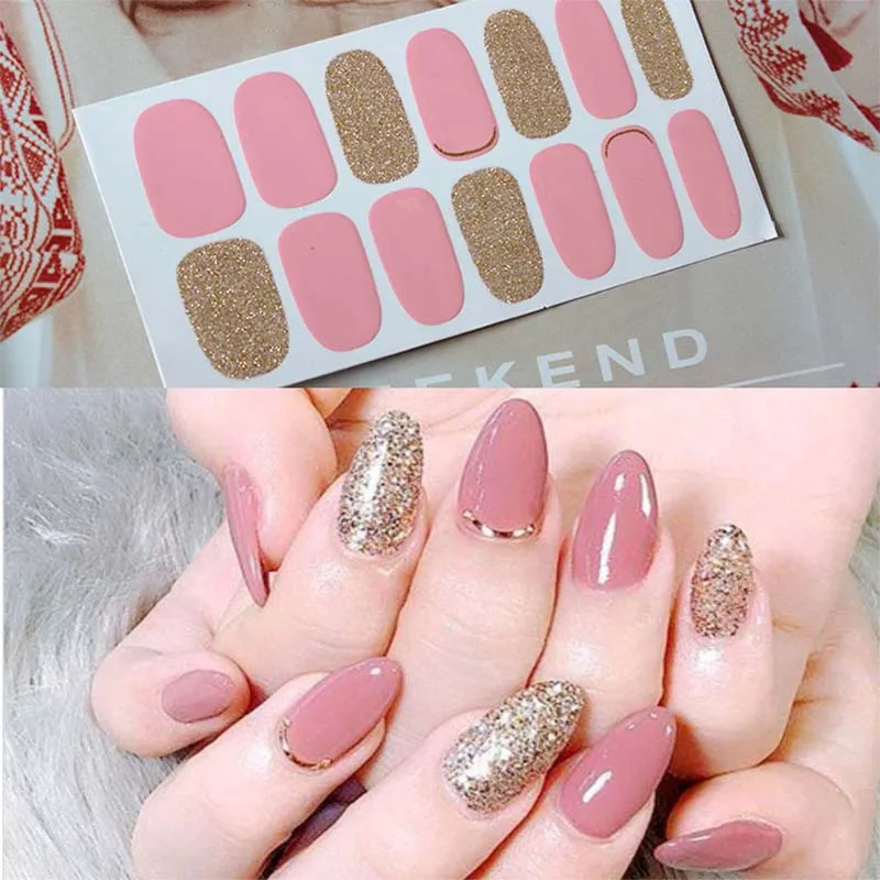 Beauty DIY Nail Patch Self Adhesive Nail Wraps Decals Gradient Color Nail Polish Stickers Waterproof Nail Strips D48 - Цвет: D08