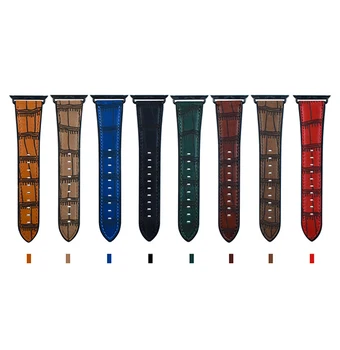 

strap for apple watch series 5 4 3 2 1 durable soft genuine leather band for iwatch bracelet bamboo design comfortable feel