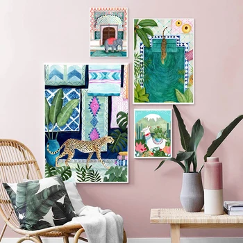 

Cheetah Leopard Alpaca Tiger Jungle Nordic Posters and Prints Art Animal Canvas Painting Wall Picture for Living Room Home Decor