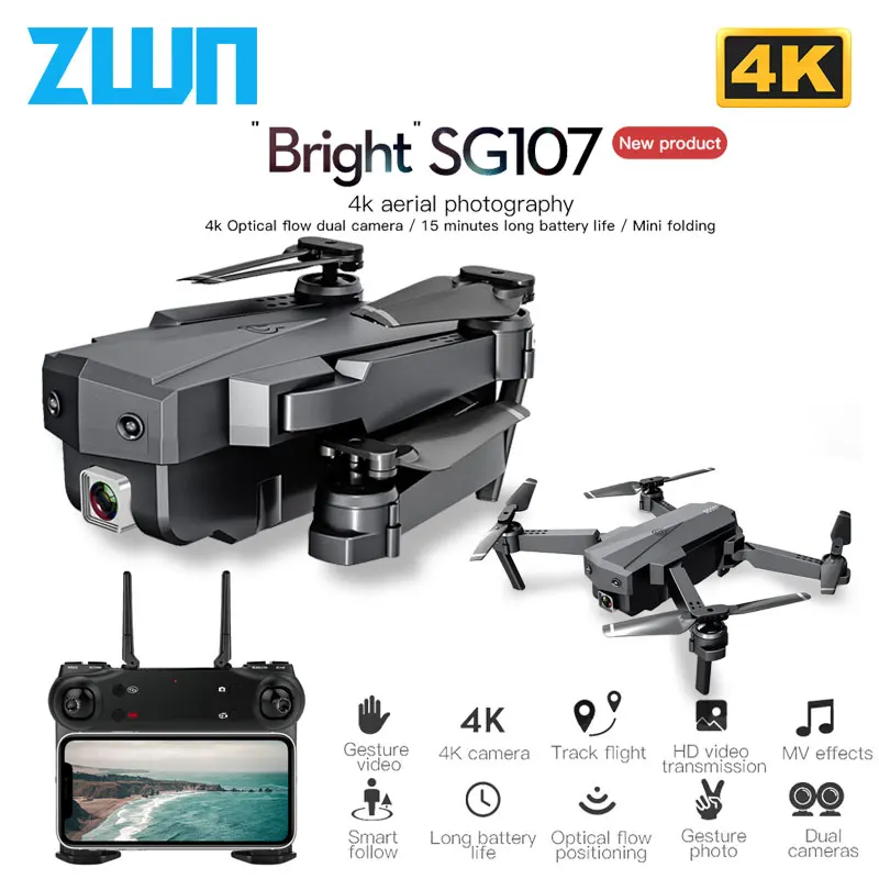 ZLRC SG107 мини-Дрон с 4K wifi 1080P FPV камерой 2 4 ГГц Квадрокоптер оптический поток камера