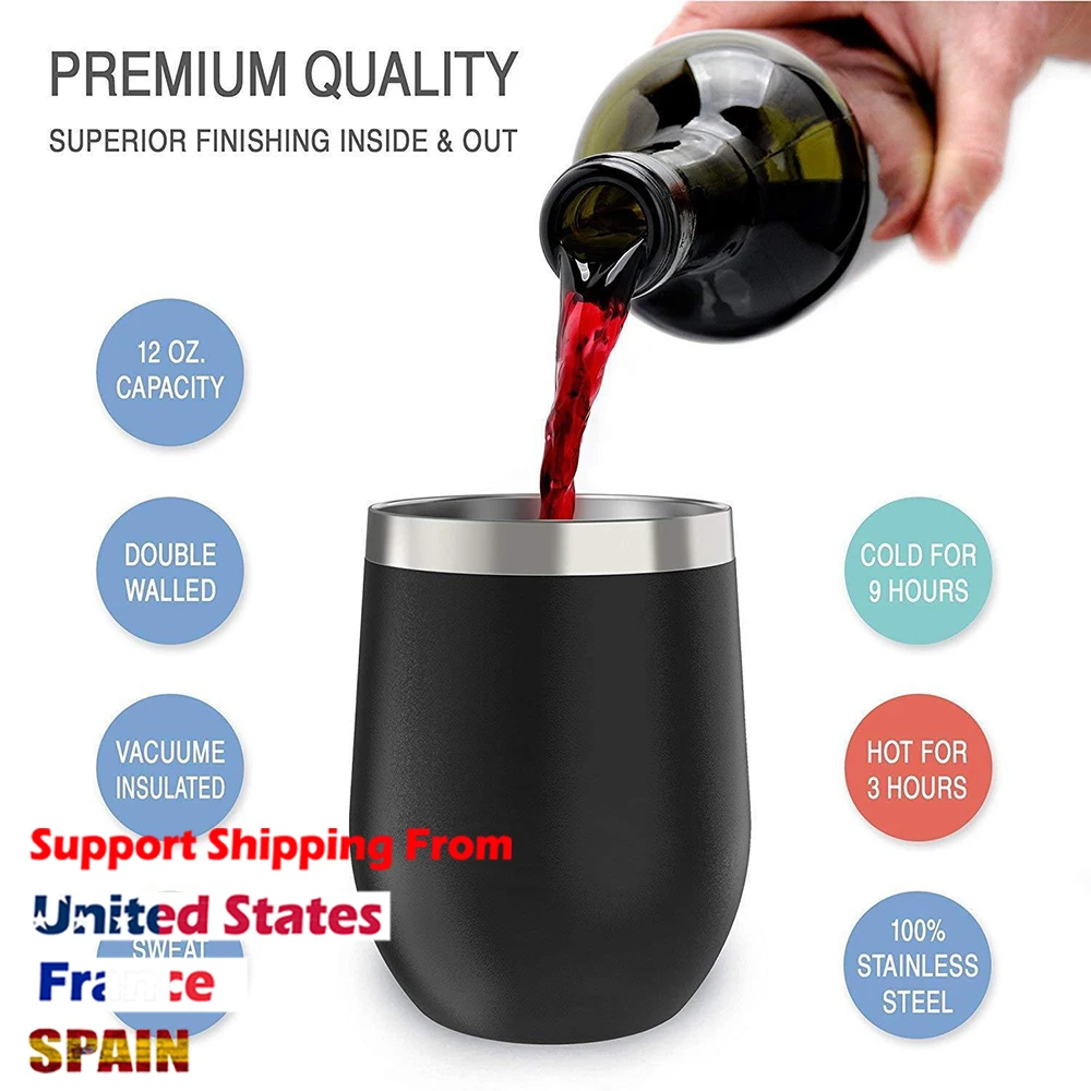 12 унций термос чашка чайник кофейные кружки из нержавеющей стали Stemless красное вино и коктейльные бокалы бар напиток пивная чашка дорожная кружка