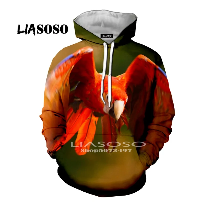 Liasoso, новинка, Мужская и Женская толстовка с животным, 3D принт, попугай, толстовка с принтом, Повседневная Уличная одежда, Camisetas Hombre, модные топы