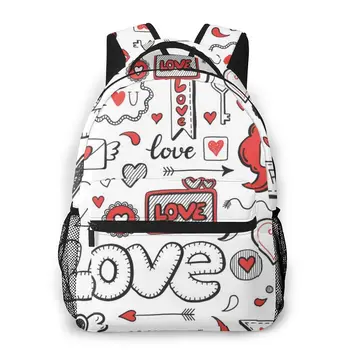 

Love Elements Valentine's Day Heart Speech Bubble Arrow Lettering Casual Daypack Travel Bag with Pockets for Women College