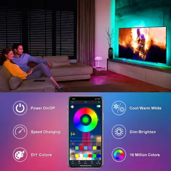

LED Strip Lights,50Ft LED Strip Lights Music Sync,Bluetooth App Controlled Remote,5050 RGB LED Rope Lights Color Change