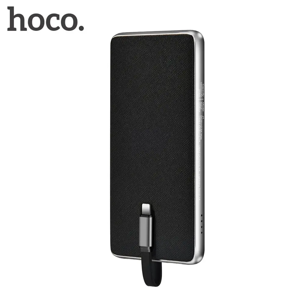 

HOCO J1-10000 Power Bank Mobile Power Supply Aluminum Polymer Large Capacity Self Contained Charge Cable Small And Portable