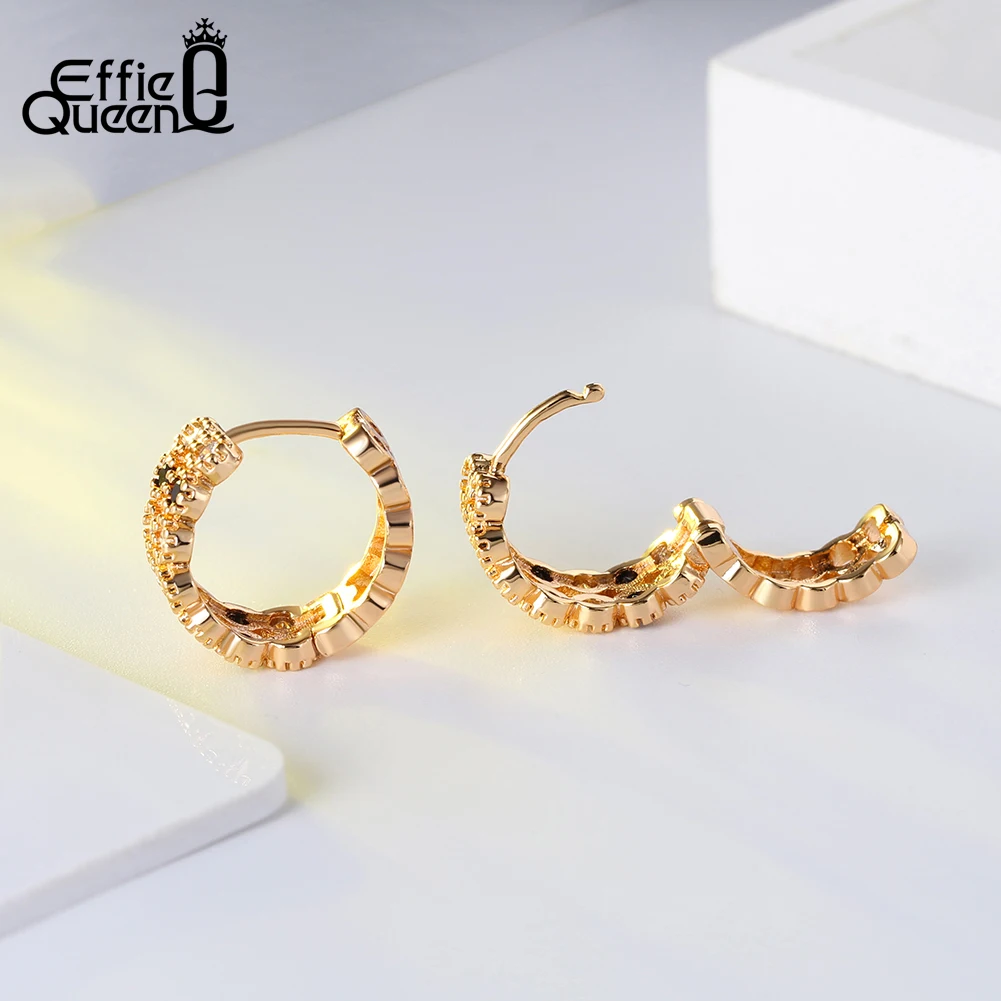 Effie queen Роскошные серьги-кольца для женщин AAA кубический золотистый, циркониевый серебряный цвет серьги в виде тонкого кольца Новое поступление ювелирные изделия DOME42