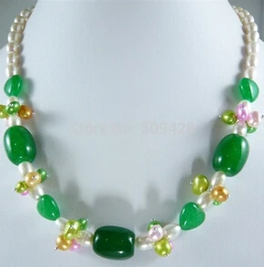 free shipping >>> Multicolor Akoya Cultured Pearl&Emerald Necklace