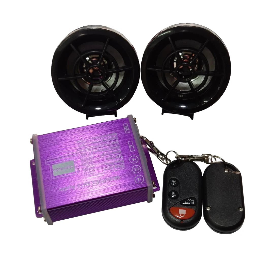 Waterproof Motorcycle Stereo Speakers Audio Sound System for ATV UTV and All 12 Volt Vehicles, MP3 Player (Black)