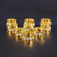 10/20/50 шт золотого цвета со стразами кольцо, дредлоки, для увеличения объема, бусины для косы бусины для волос для дредов Регулируемый волосы кольцо для косички зажимы